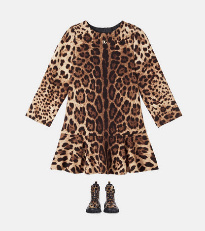 DG leopard-print wool crêpe dress