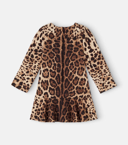 DG leopard-print wool crêpe dress