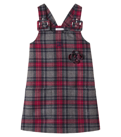 DG floral-appliqué tartan dress