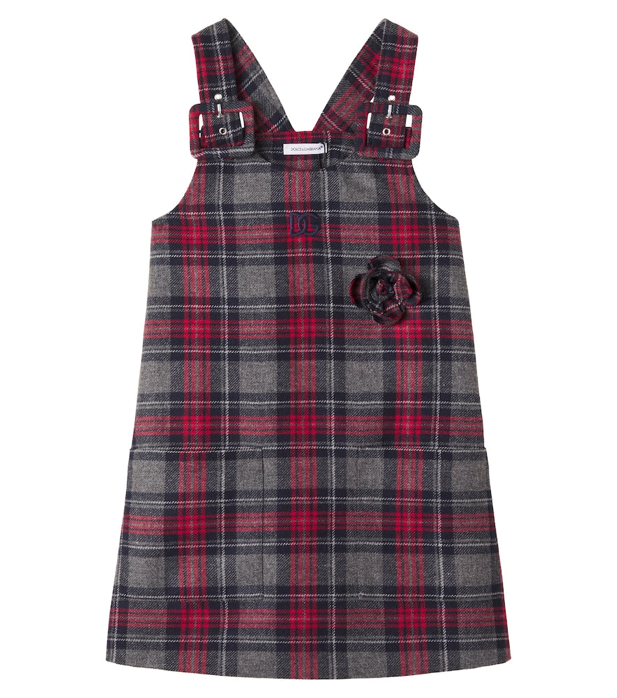 DG floral-appliqué tartan dress