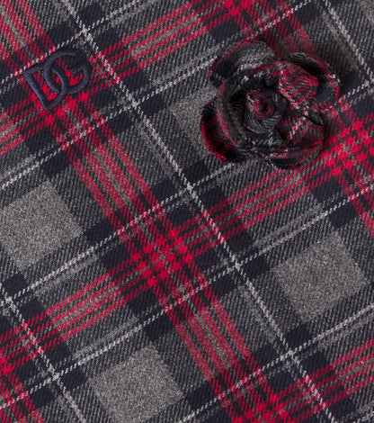 DG floral-appliqué tartan dress