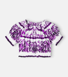 Majolica printed cotton poplin top