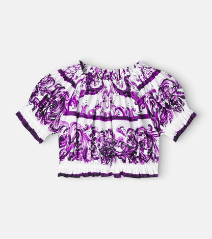 Majolica printed cotton poplin top