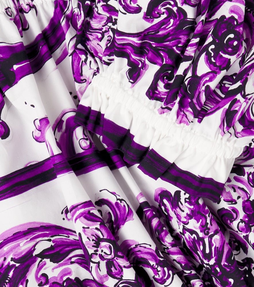 Majolica printed cotton poplin top