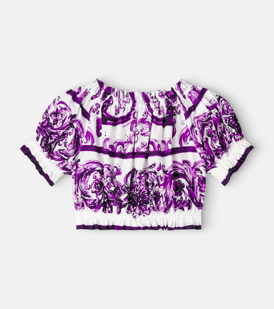 Majolica printed cotton poplin top