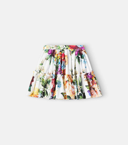 Floral cotton poplin skirt