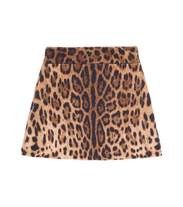 Leopard-print virgin wool skirt