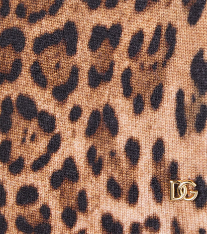 Leopard-print virgin wool skirt