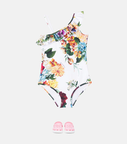 Fiori printed ruffled swimsuit