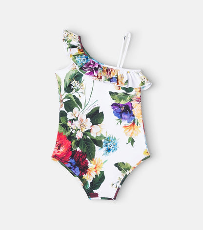 Fiori printed ruffled swimsuit