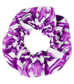Majolica printed silk scrunchie
