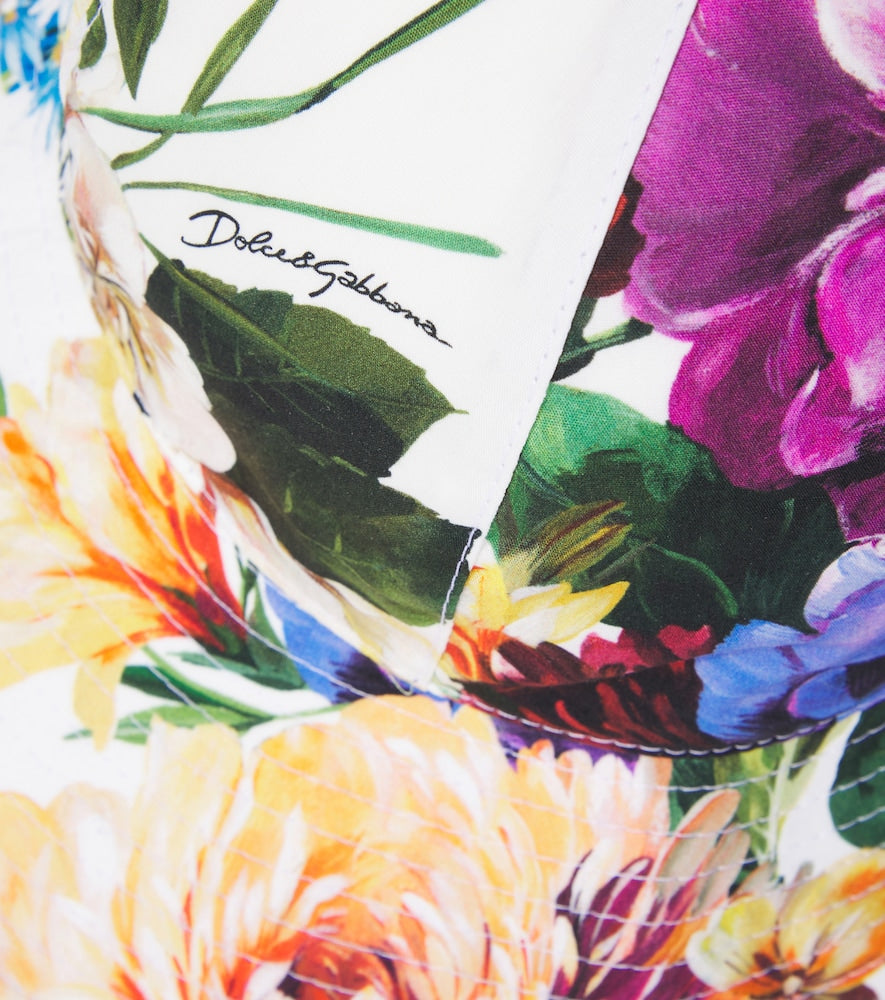 Floral cotton poplin bucket hat