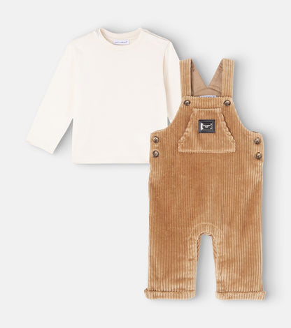Baby cotton T-shirt and overalls set
