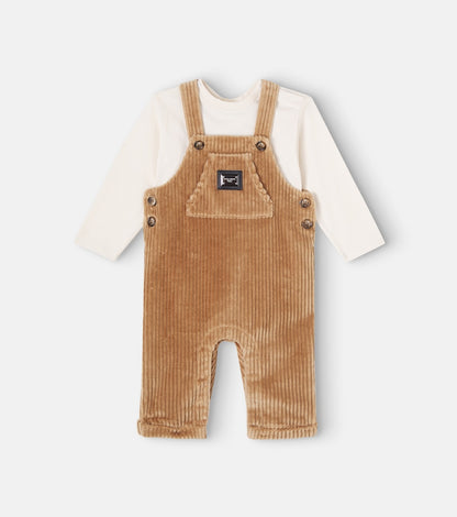 Baby cotton T-shirt and overalls set