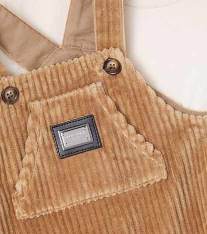 Baby cotton T-shirt and overalls set