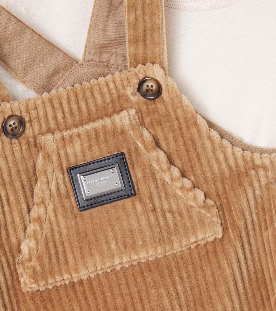 Baby cotton T-shirt and overalls set