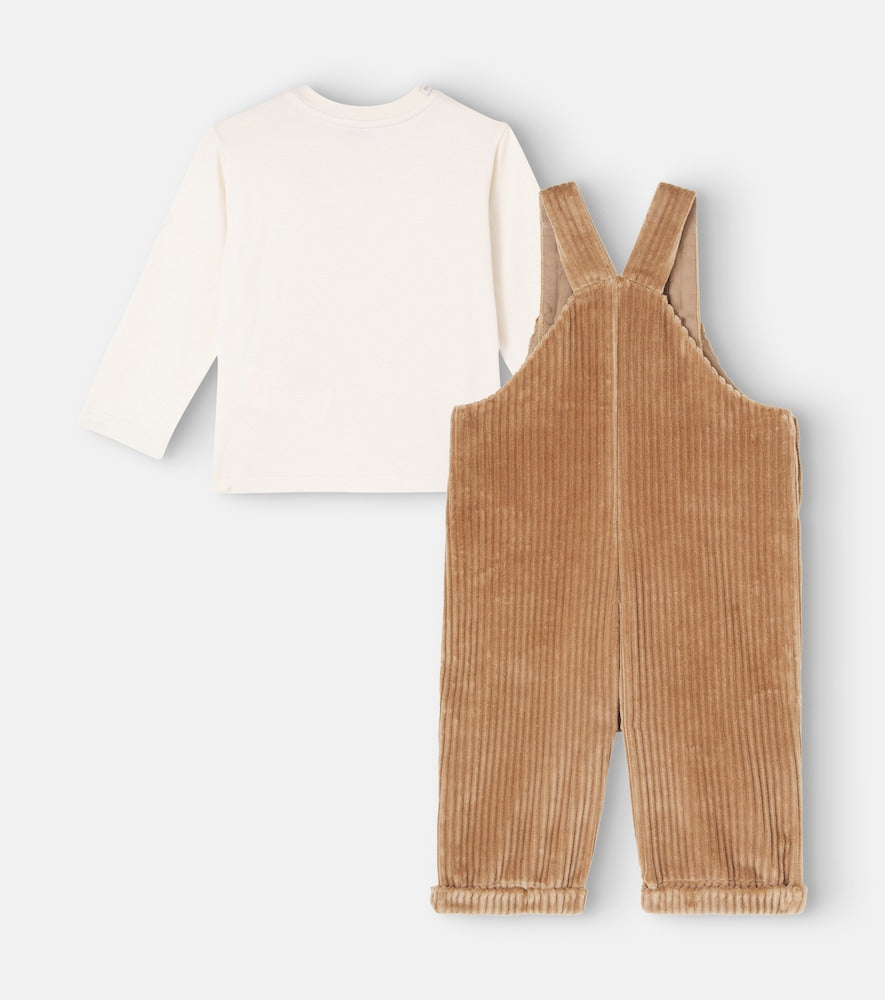 Baby cotton T-shirt and overalls set