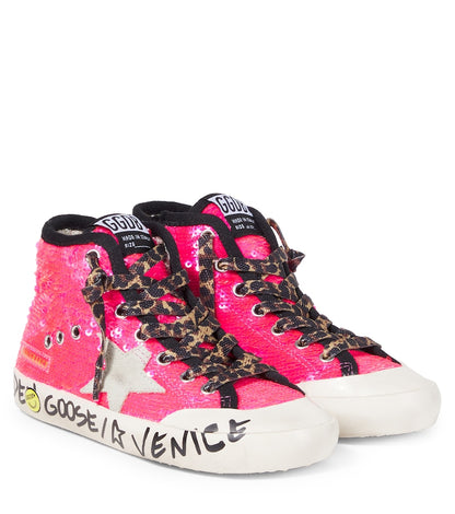 Sequined leather sneakers