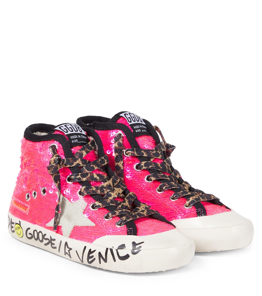 Sequined leather sneakers