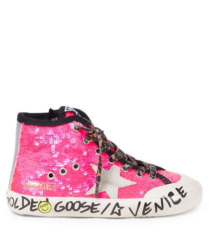 Sequined leather sneakers