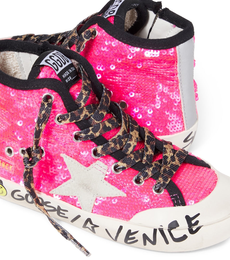 Sequined leather sneakers