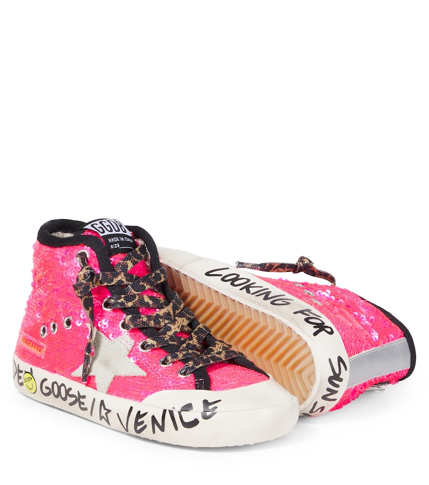 Sequined leather sneakers