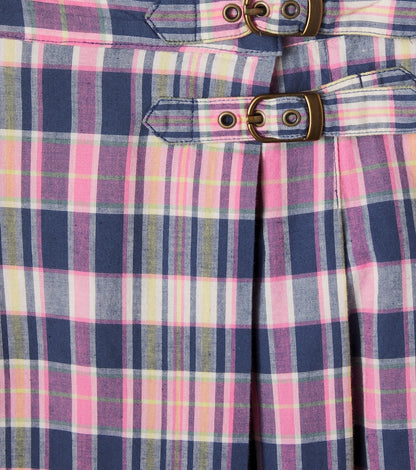 Plaid pleated cotton skirt