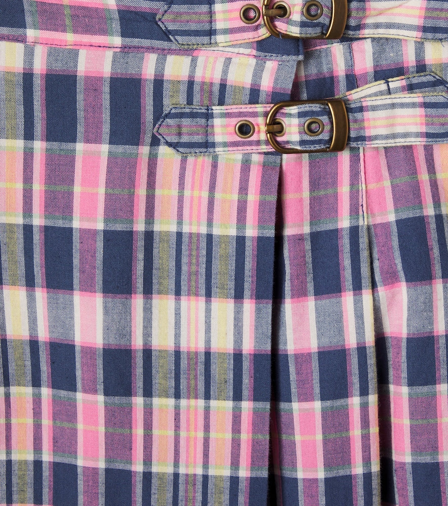 Plaid pleated cotton skirt