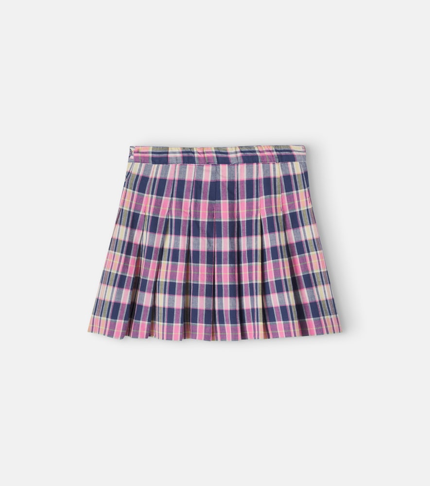 Plaid pleated cotton skirt