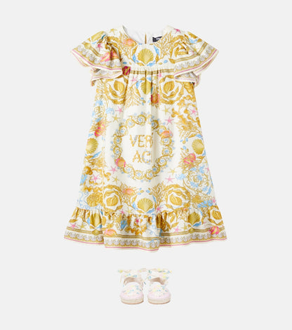 Underwater Barocco ruffled silk dress