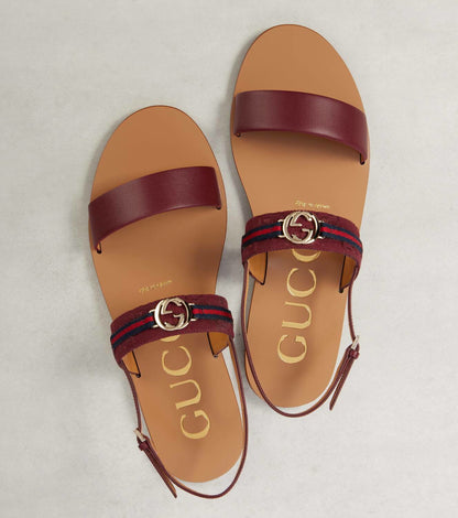 Gucci Interlocking G Web Stripe leather sandals