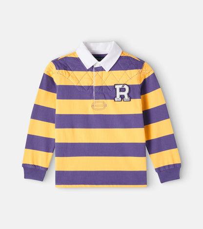 Striped cotton jersey polo shirt