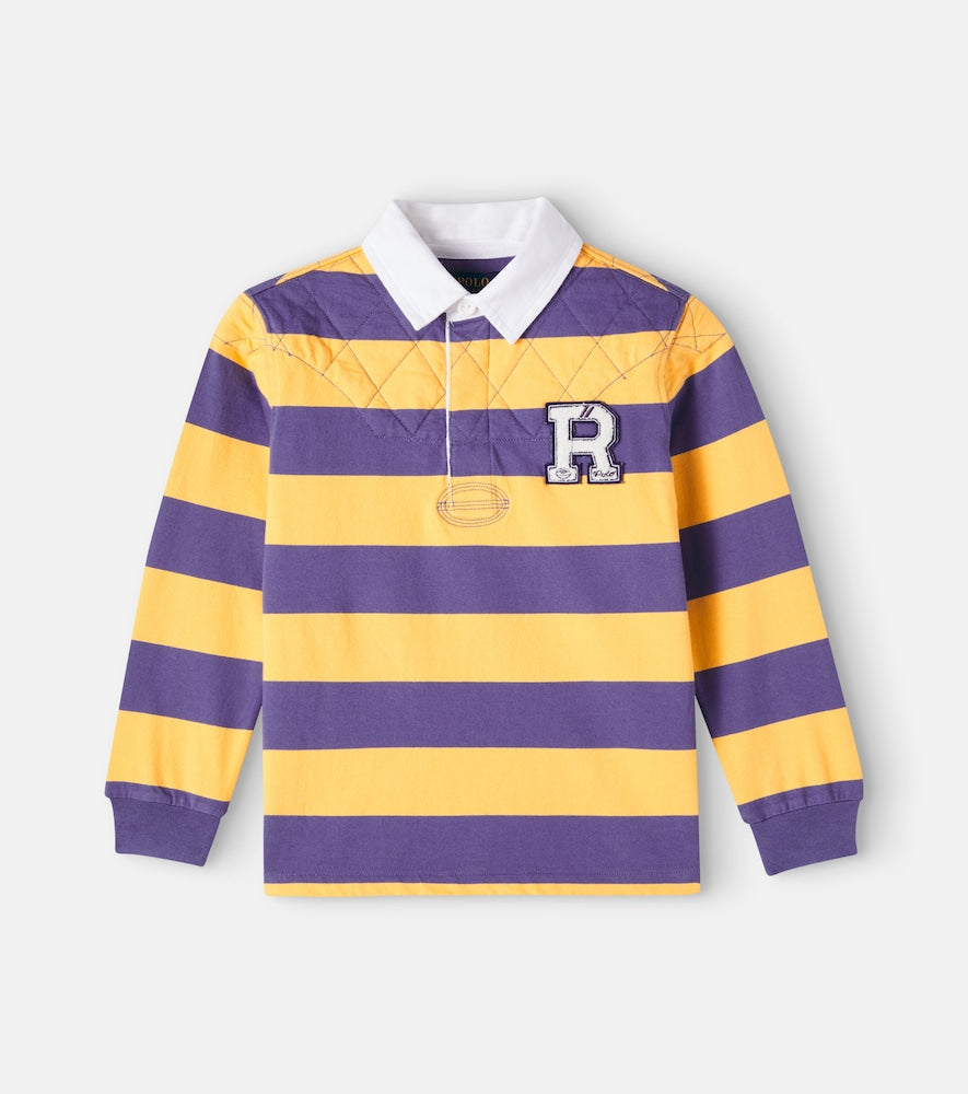 Striped cotton jersey polo shirt