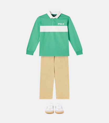 Patch-appliqué cotton polo sweater