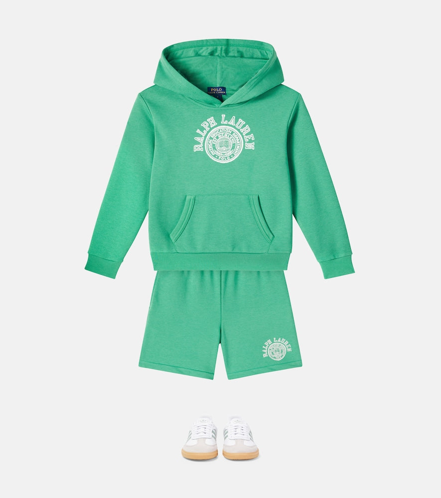 Logo cotton-blend jersey hoodie