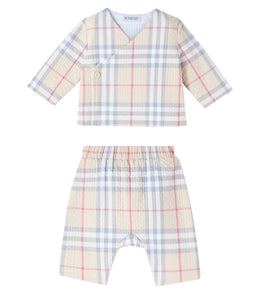 Baby Burberry Check cotton sweater and pants set