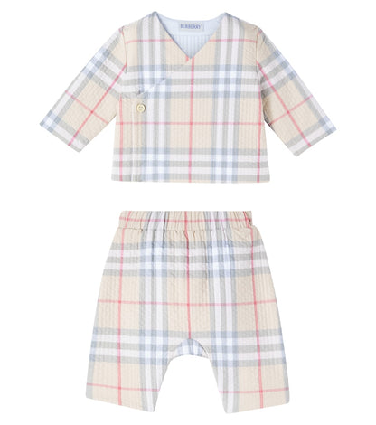 Baby Burberry Check cotton sweater and pants set