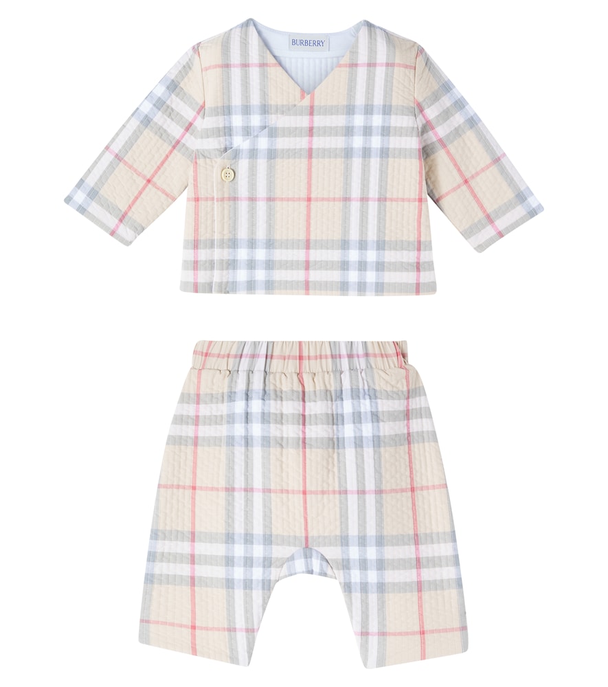 Baby Burberry Check cotton sweater and pants set