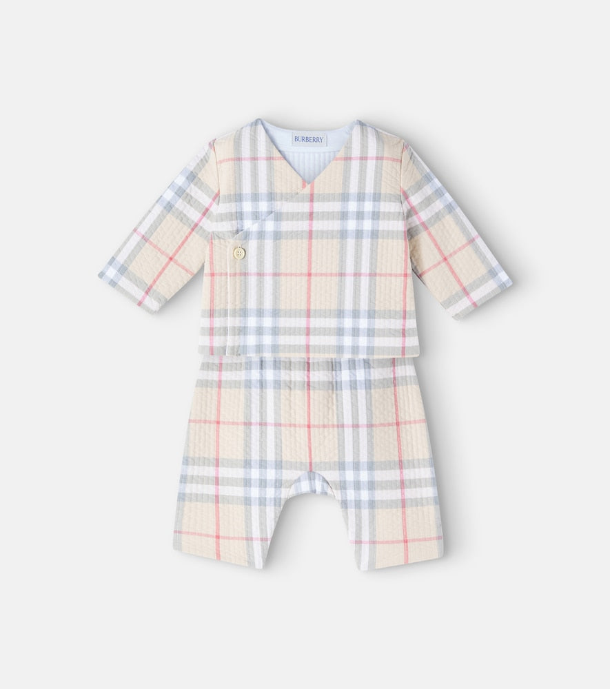 Baby Burberry Check cotton sweater and pants set