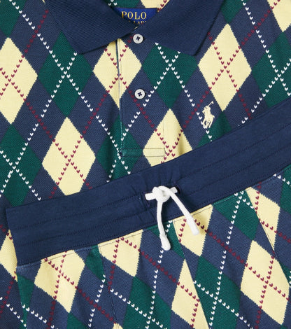 Argyle cotton polo shirt and skirt set
