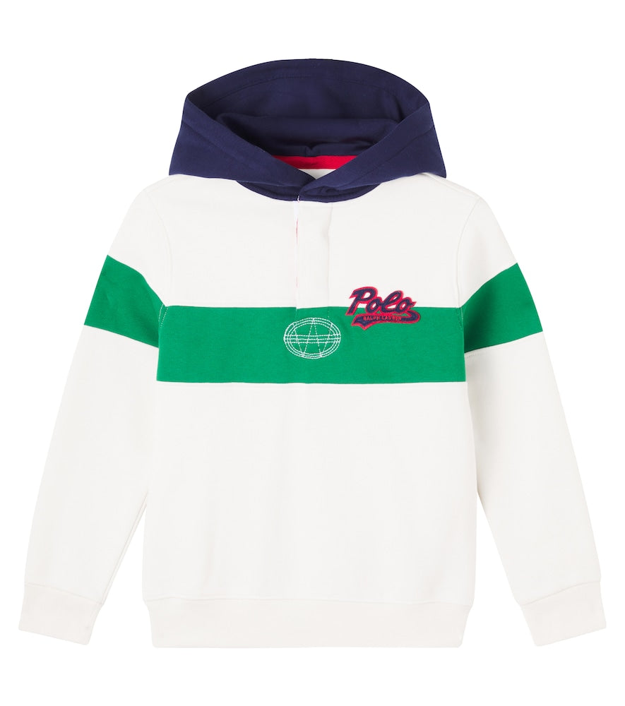 Colorblocked cotton-blend jersey hoodie