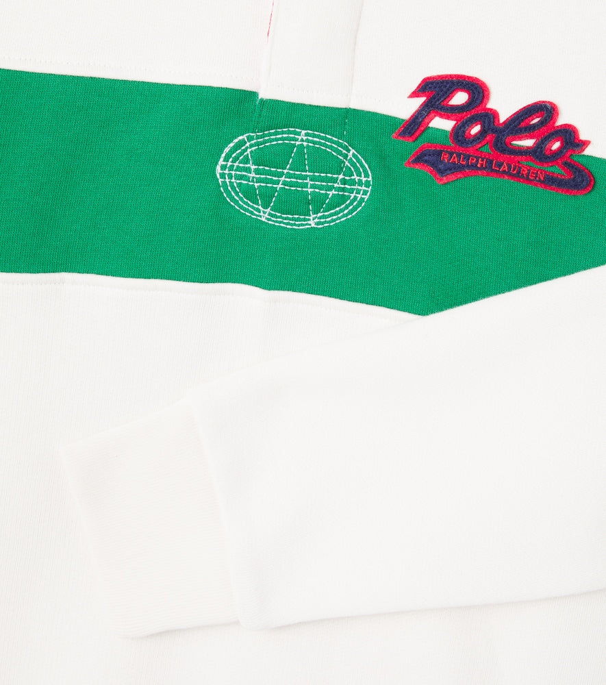 Colorblocked cotton-blend jersey hoodie