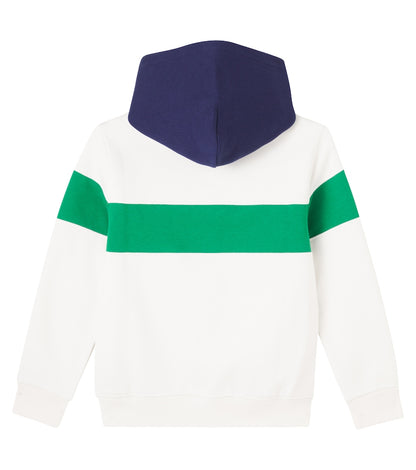 Colorblocked cotton-blend jersey hoodie