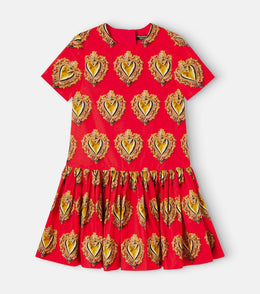 Printed cotton poplin dress