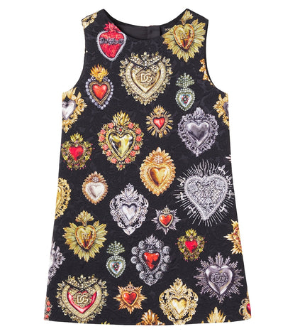 Printed brocade dress