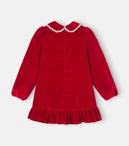 DG lace-trimmed cotton velvet dress