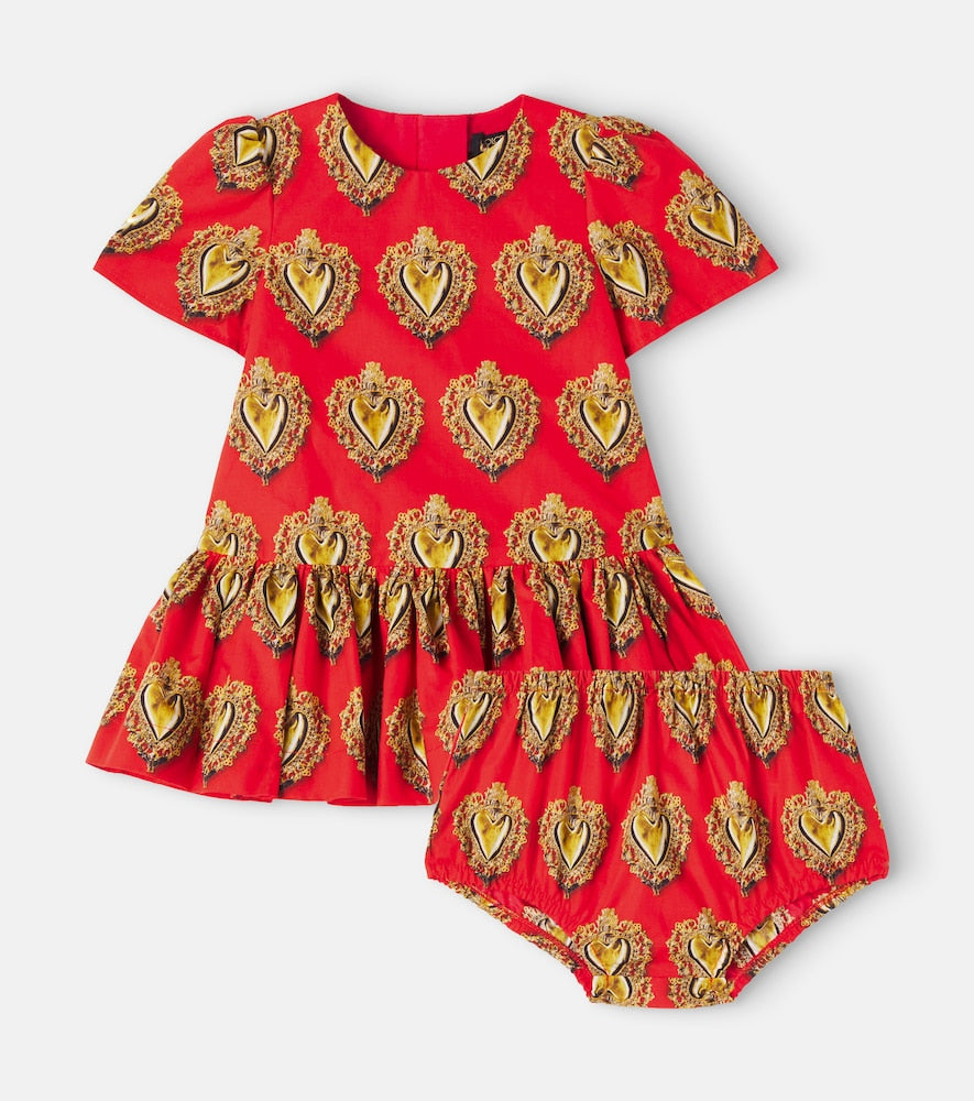 Baby printed cotton dress and bloomers set