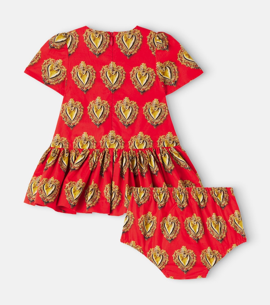 Baby printed cotton dress and bloomers set