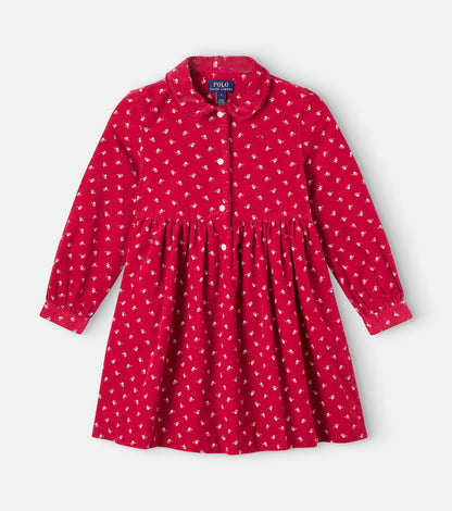 Floral cotton corduroy dress