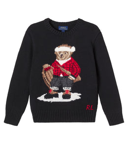 Polo Bear intarsia cotton sweater